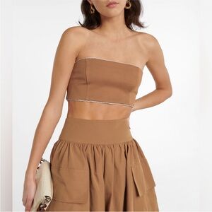 NWT Staud Lilies embellished bandeau top in brown size xs